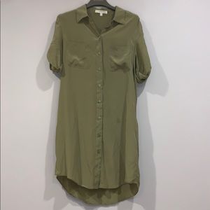 Lavender Brown Button Down Silk Dress